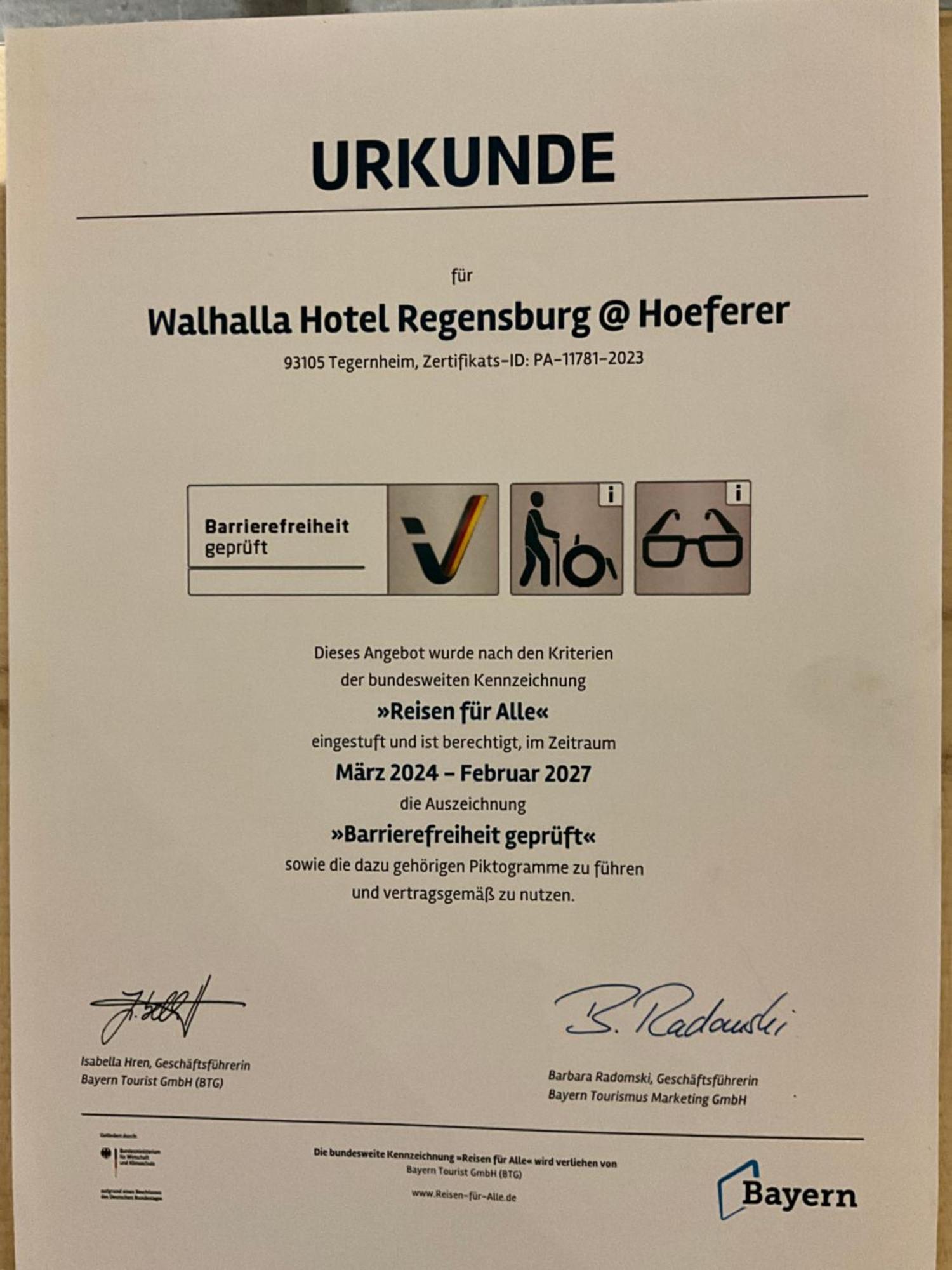 Walhalla Hotel Regensburg Hoeferer 4 Sterne Superior Тегернхайм Экстерьер фото